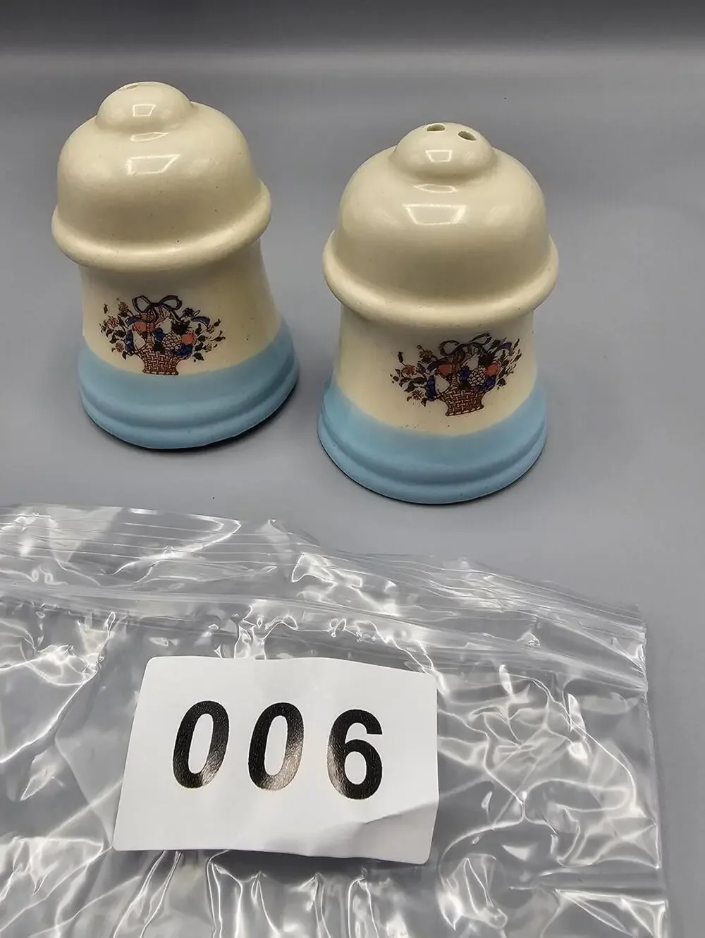 Vintage Ceramic Salt and Pepper Shakers with Basket Floral Design